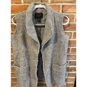 Tahari Open-Front Vest Womens M Gray Wool Blend w/Pockets